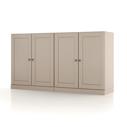 64" Beige Solid Wood Sideboard With Two Doors HomeRoots