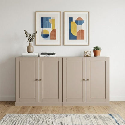 64" Beige Solid Wood Sideboard With Two Doors