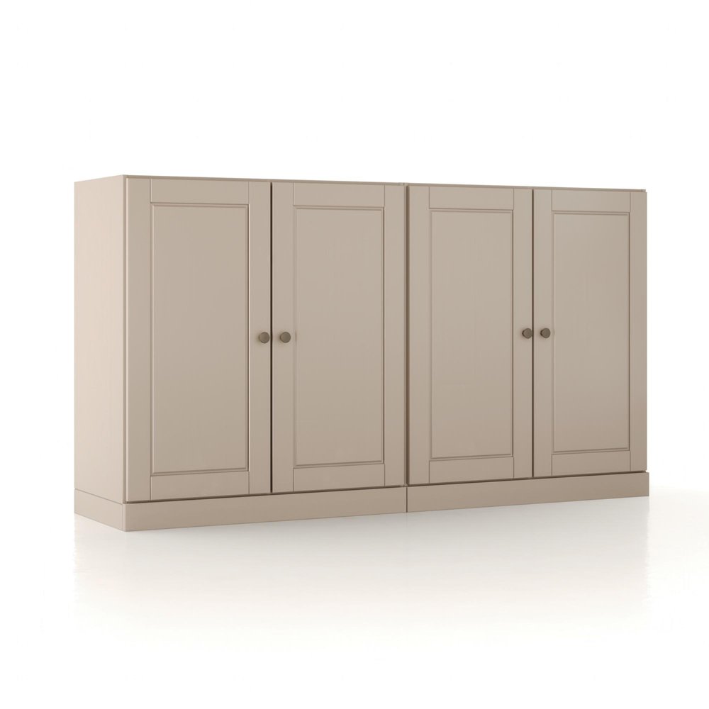 64" Beige Solid Wood Sideboard With Two Doors — view 5