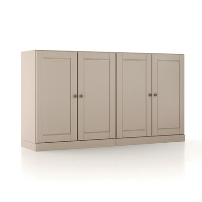 64" Beige Solid Wood Sideboard With Two Doors