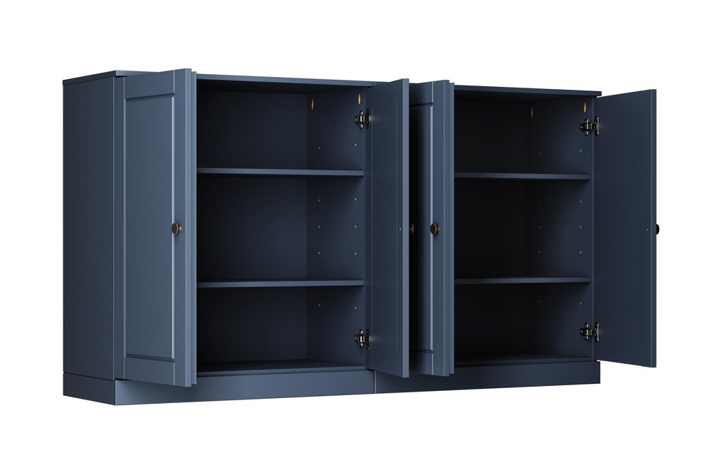 64" French Blue Solid Wood Sideboard With Two Doors — view 2