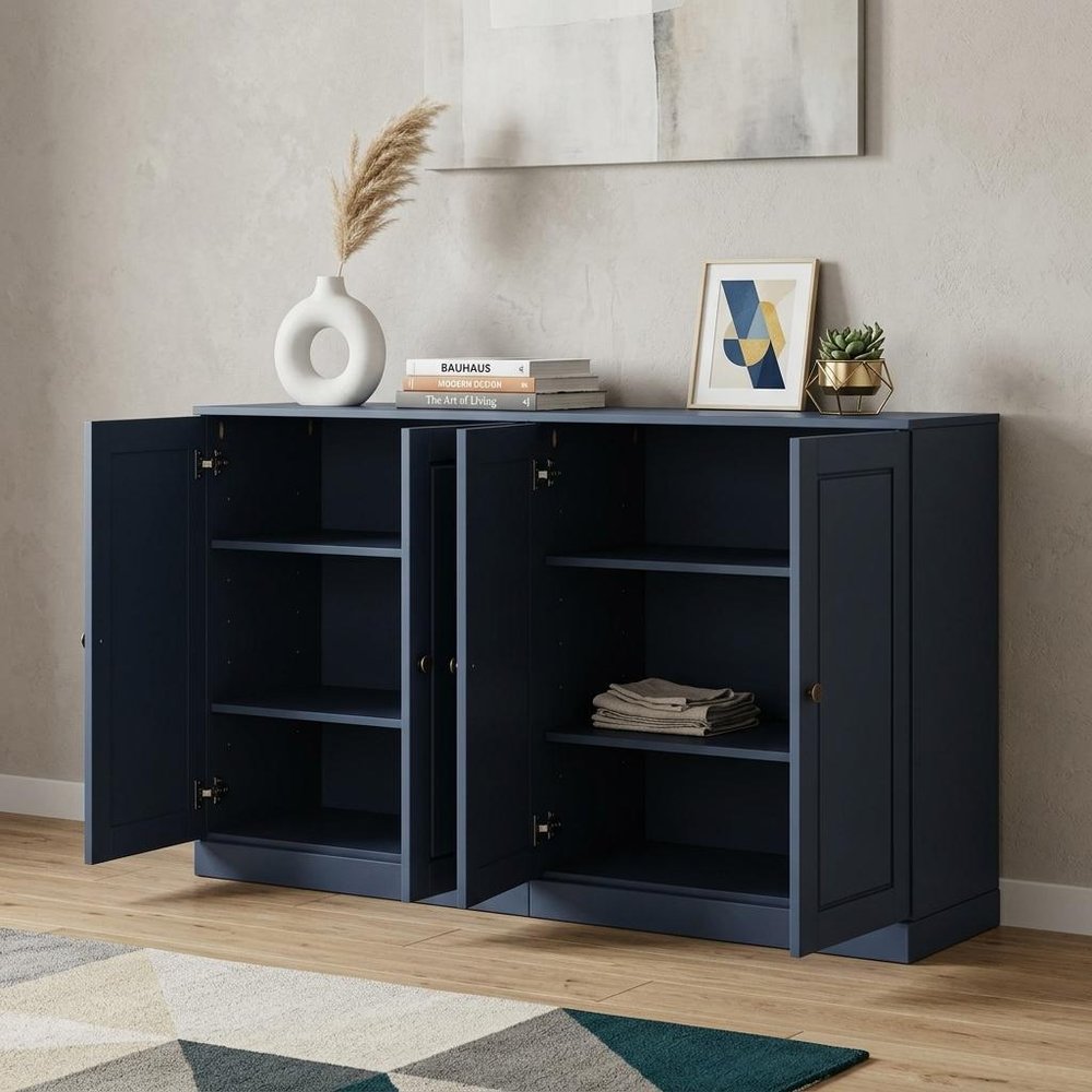 64" French Blue Solid Wood Sideboard With Two Doors — view 5