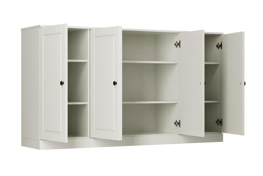 64" Off White Solid Wood Sideboard With Two Doors