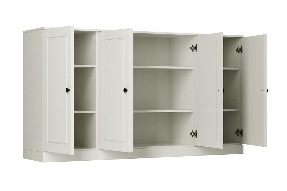 64" Off White Solid Wood Sideboard With Two Doors — view 2
