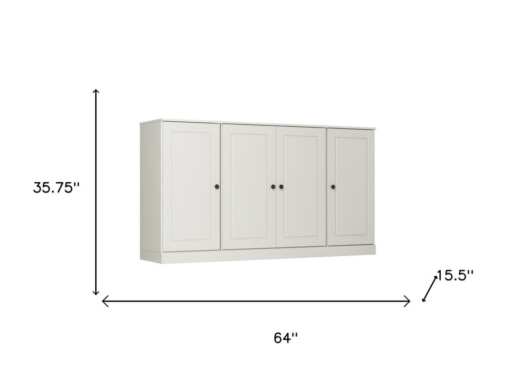 64" Off White Solid Wood Sideboard With Two Doors HomeRoots