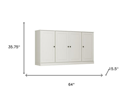 64" Off White Solid Wood Sideboard With Two Doors HomeRoots