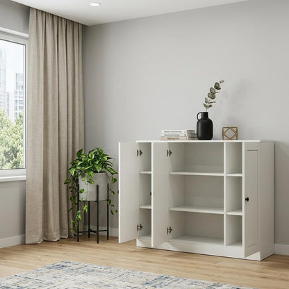 64" Off White Solid Wood Sideboard With Two Doors HomeRoots