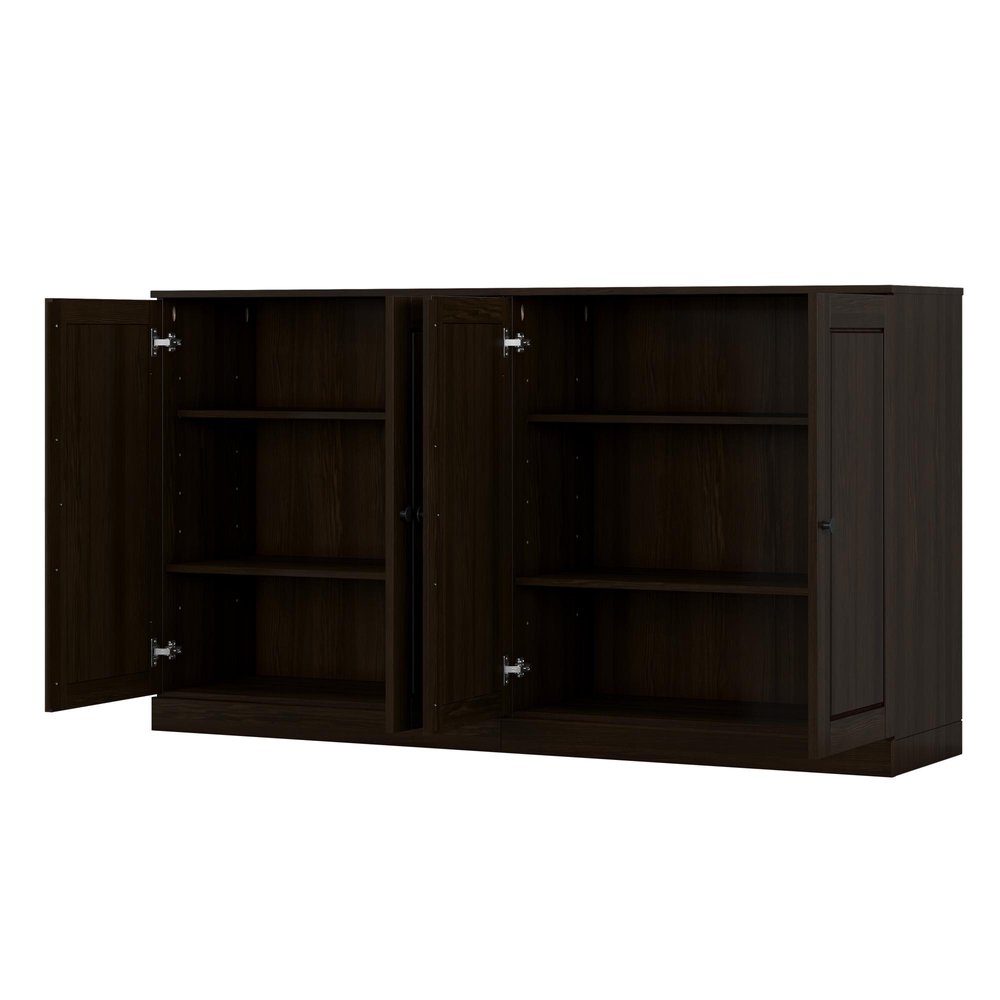 64" Espresso Solid Wood Sideboard With Two Doors — view 2