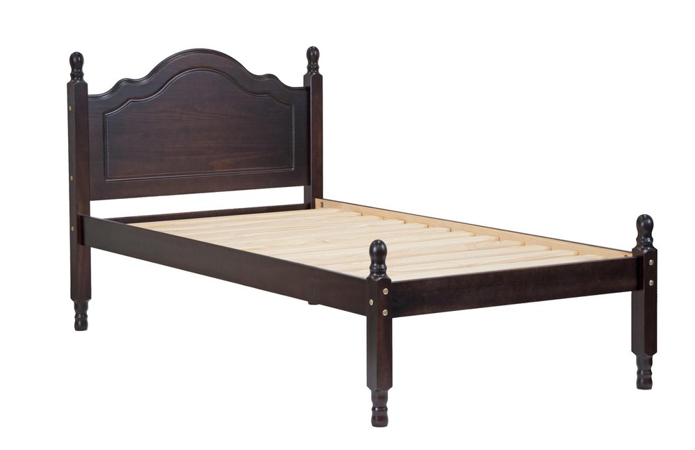 Coffee Solid Wood Twin Bed Frame — view 1