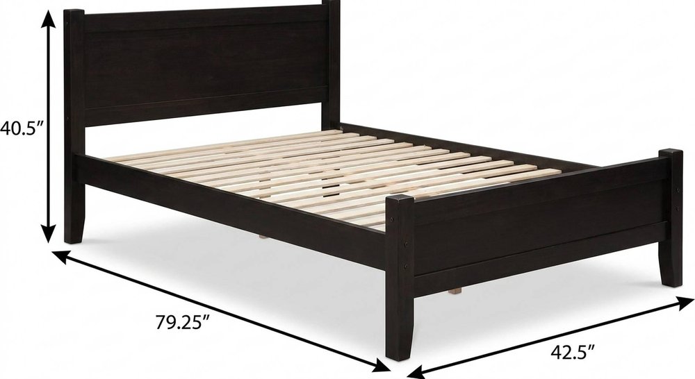 Coffee Solid Wood Twin Bed Frame — view 5