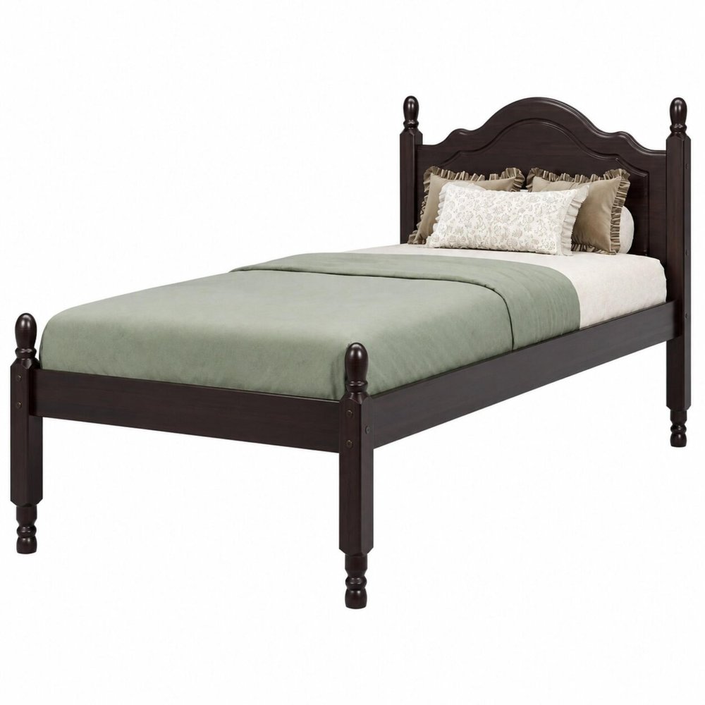 Coffee Solid Wood Twin Bed Frame HomeRoots