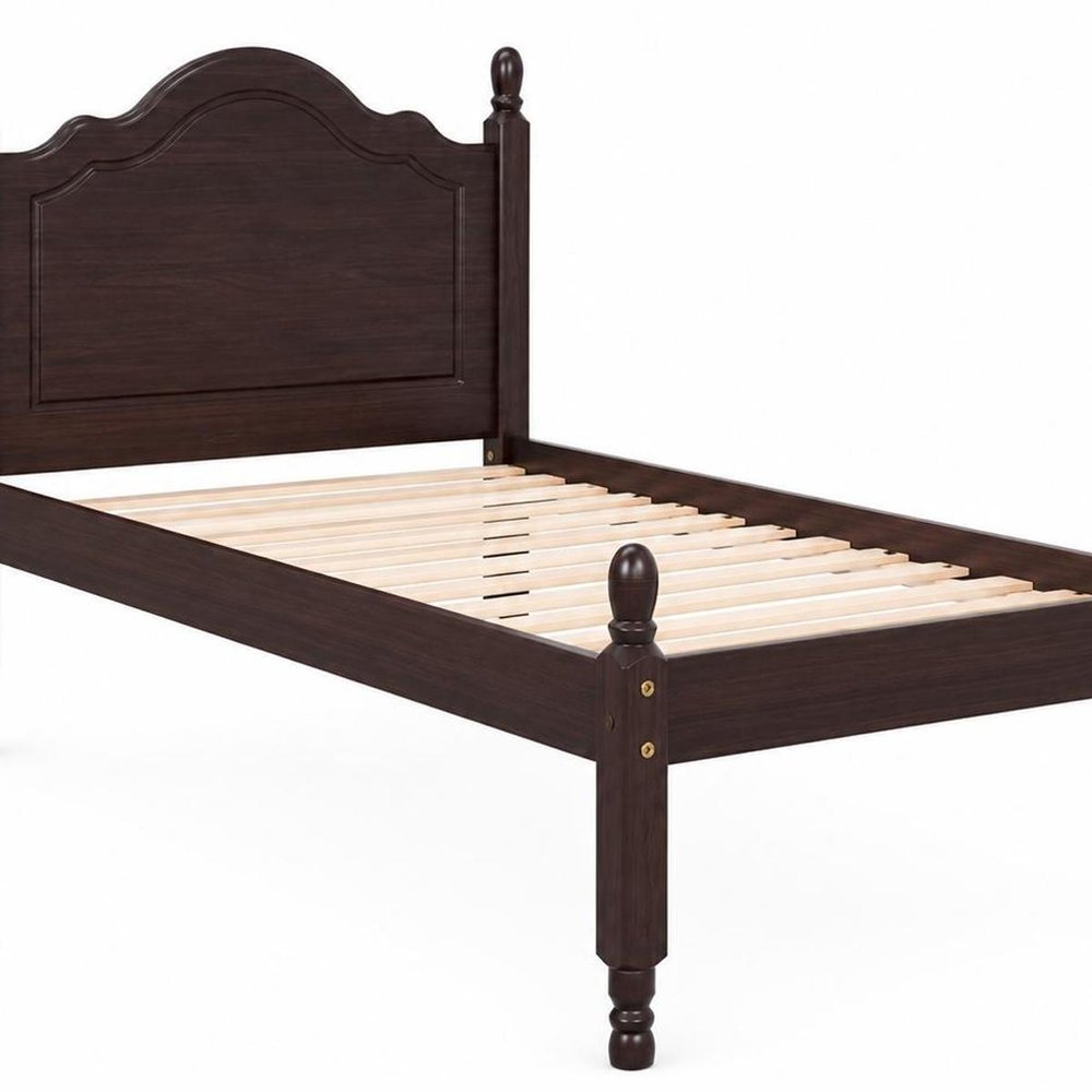 Coffee Solid Wood Twin Bed Frame — view 10