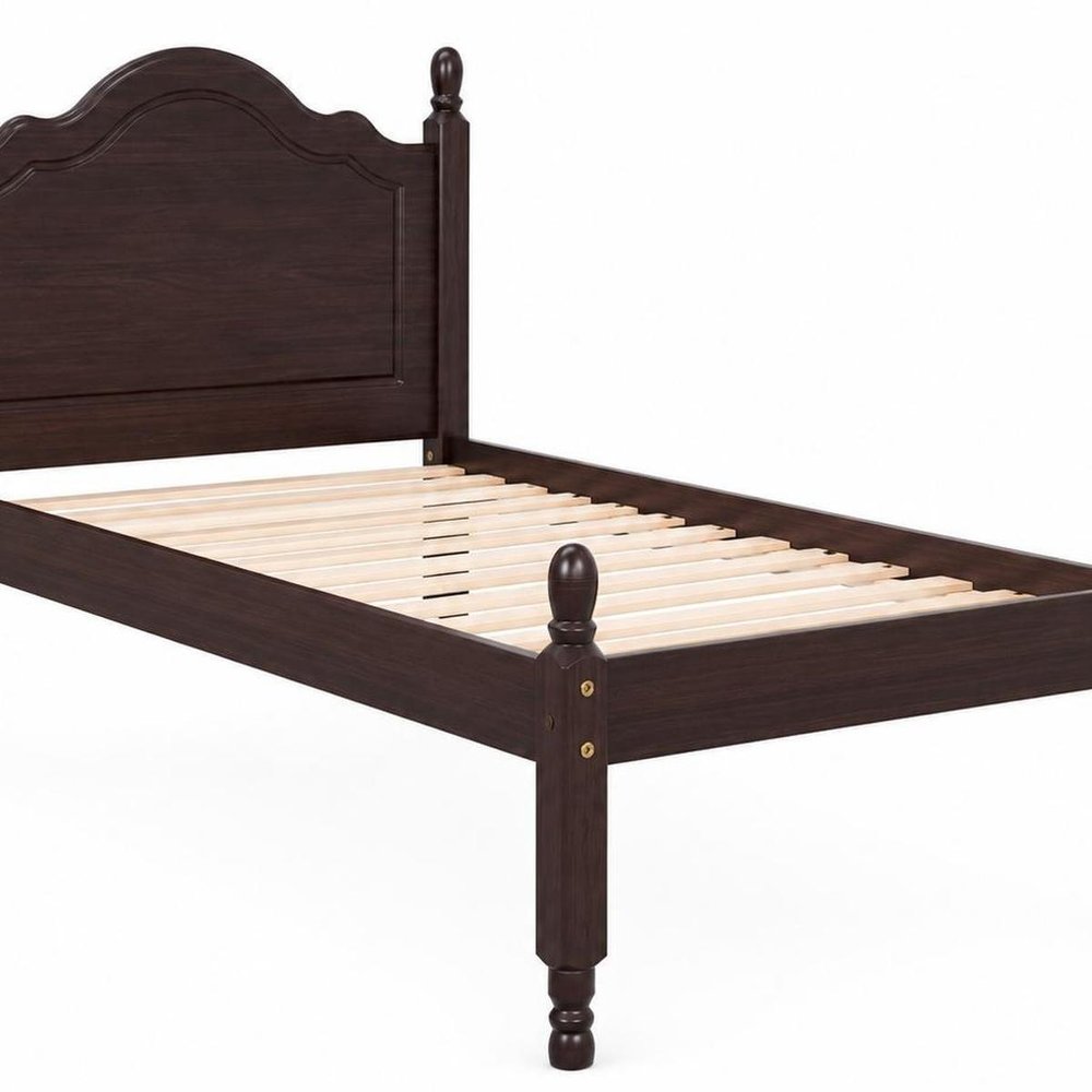 Coffee Solid Wood Twin Bed Frame — view 11