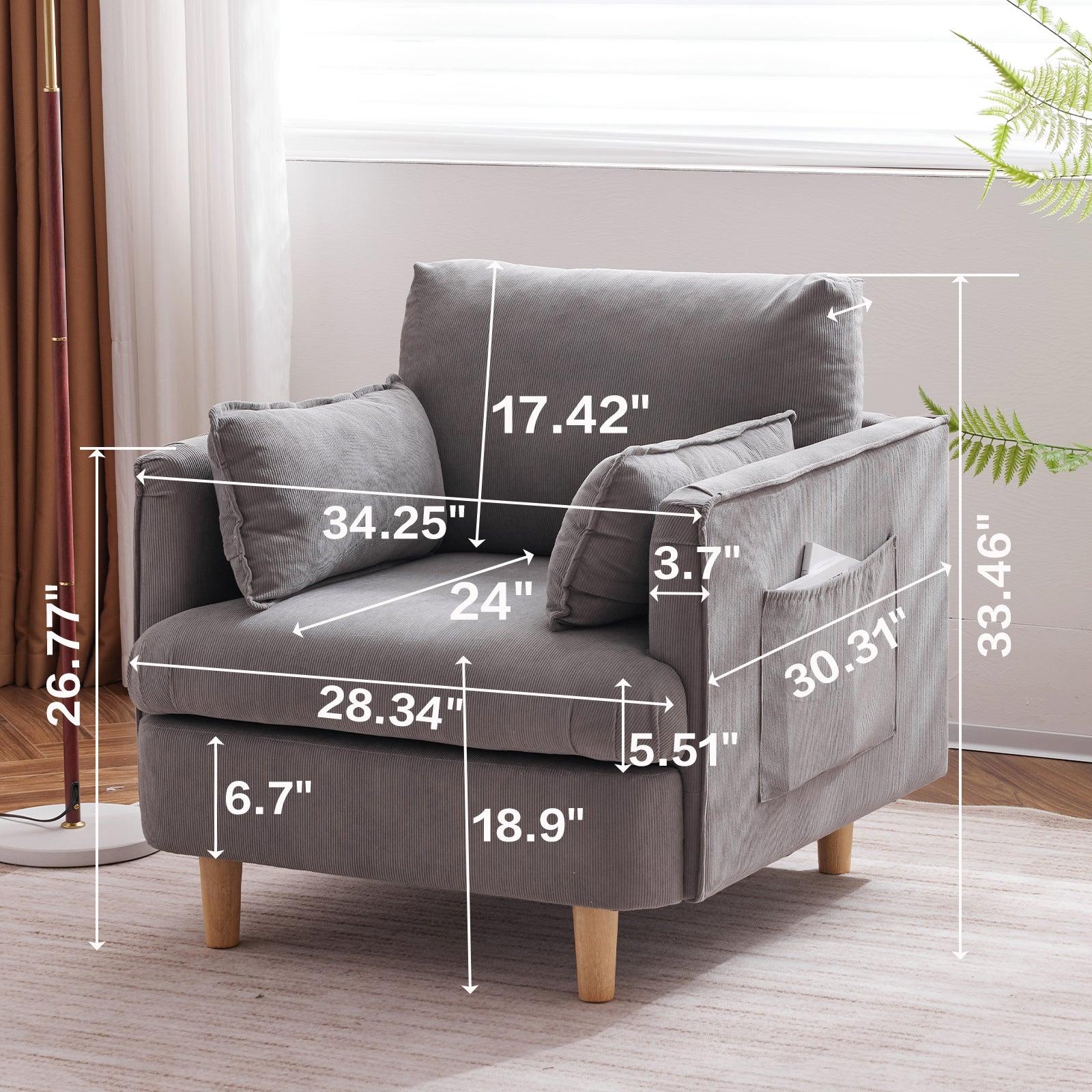 29.5 "W Modern Fabric Decorative Chair Armchair Upholstered Reading Chair Single Sofa Casual Club Chair - FurniFindUSA