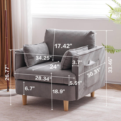 29.5 "W Modern Fabric Decorative Chair Armchair Upholstered Reading Chair Single Sofa Casual Club Chair - FurniFindUSA