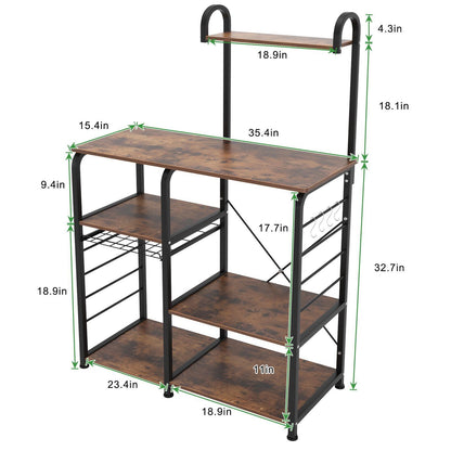 Kitchen Bakers Rack,Microwave Cart Coffee Station, Utility Microwave Oven Stand Storage Cart, Workstation Shelf - FurniFindUSA