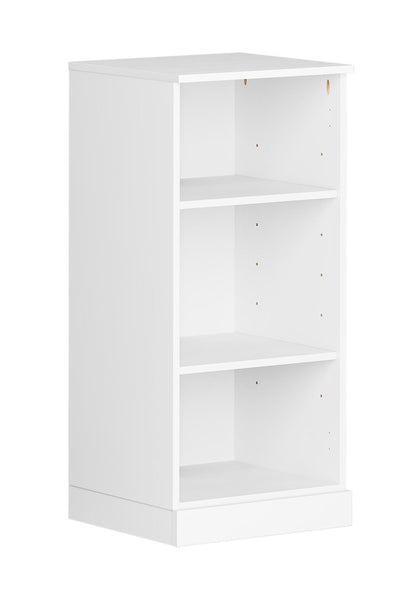 36" White Solid Wood Adjustable Three Tier Library Bookcase HomeRoots