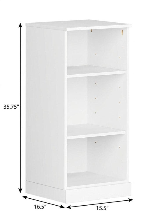 36" Aqua Solid Wood Adjustable Three Tier Library Bookcase