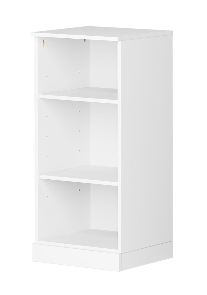 36" White Solid Wood Adjustable Three Tier Library Bookcase — view 4