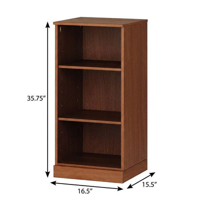 36" White Solid Wood Adjustable Three Tier Library Bookcase