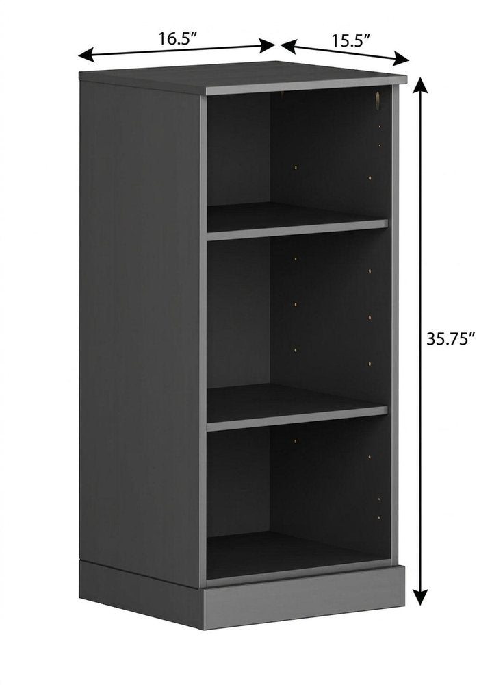 36" White Solid Wood Adjustable Three Tier Library Bookcase