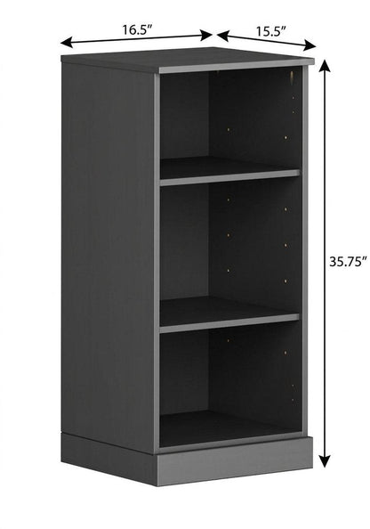 36" White Solid Wood Adjustable Three Tier Library Bookcase HomeRoots