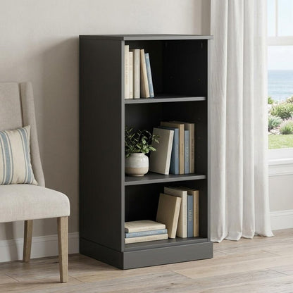 36" White Solid Wood Adjustable Three Tier Library Bookcase HomeRoots