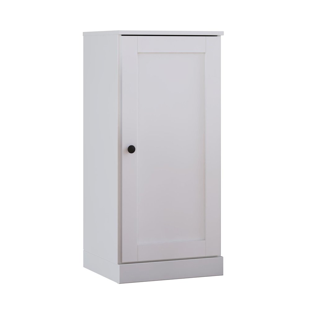 36" White Solid Wood Adjustable Three Tier Library Bookcase with One Door — view 1