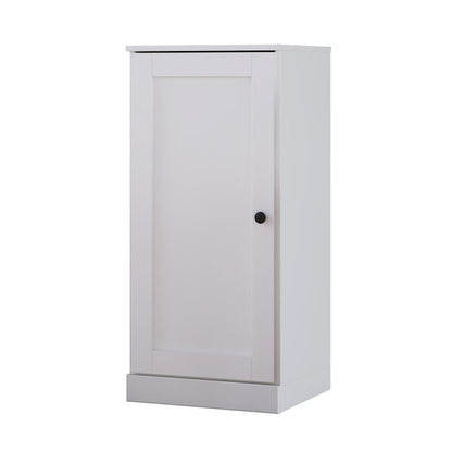 36" White Solid Wood Adjustable Three Tier Library Bookcase with One Door HomeRoots