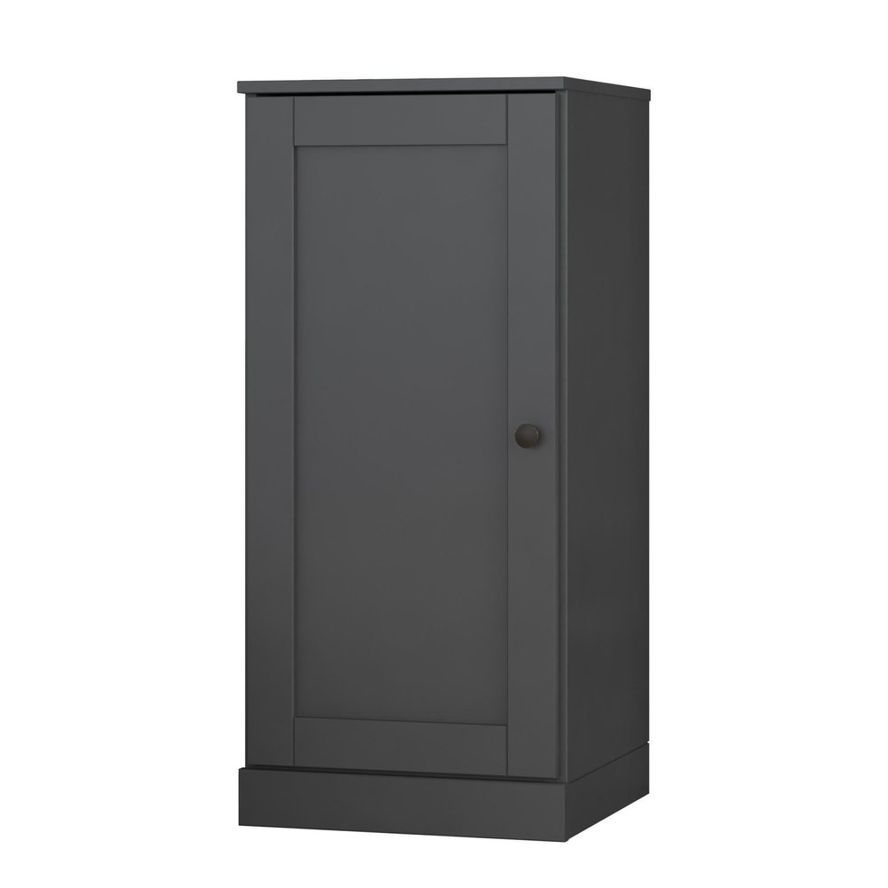 36" Gray Solid Wood Adjustable Three Tier Library Bookcase with One Door