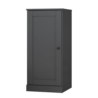 36" Gray Solid Wood Adjustable Three Tier Library Bookcase with One Door
