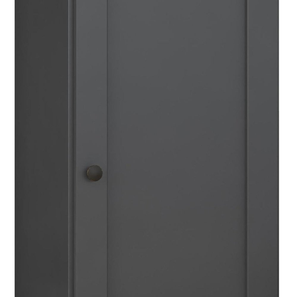 36" Gray Solid Wood Adjustable Three Tier Library Bookcase with One Door — view 5