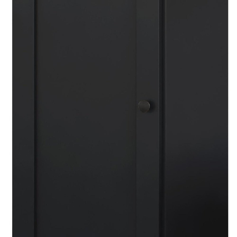36" Black Solid Wood Adjustable Three Tier Library Bookcase with One Door — view 4