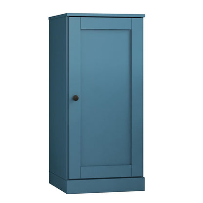 36" Teal Blue Solid Wood Adjustable Three Tier Library Bookcase with One Door HomeRoots