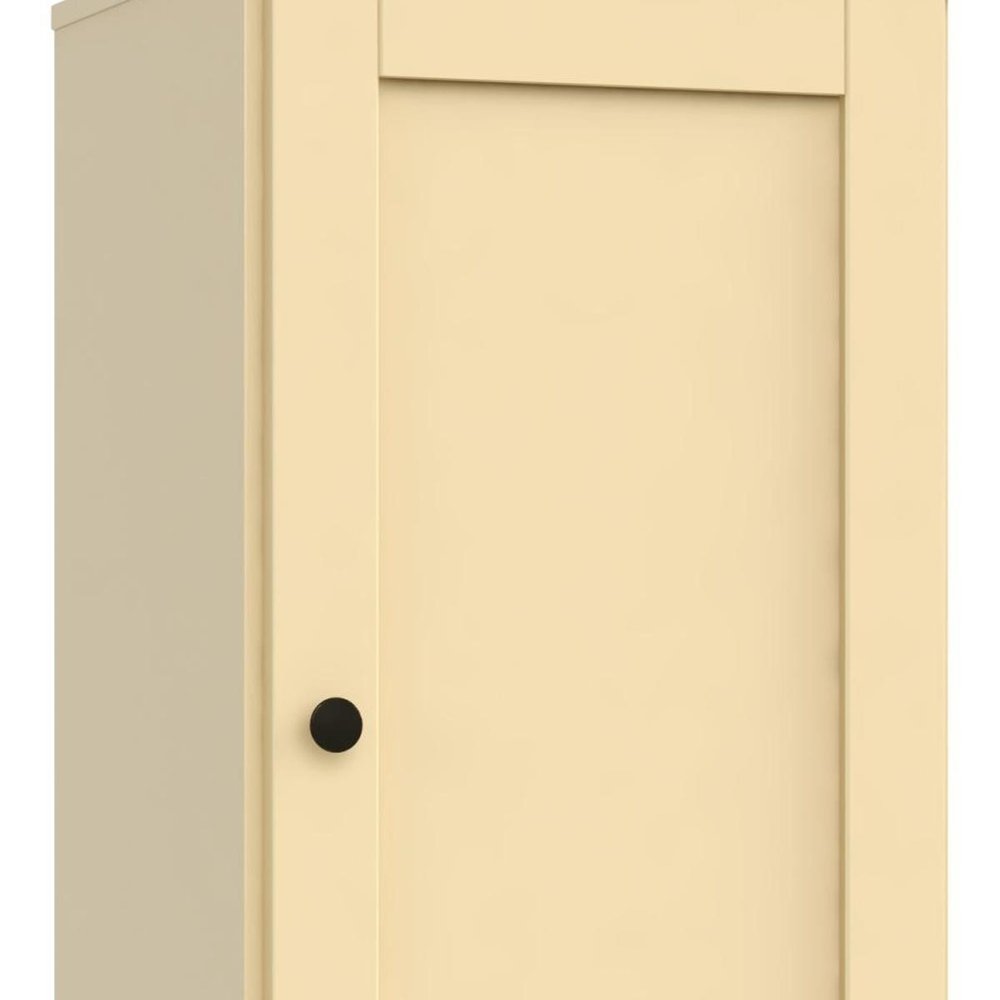 36" Yellow Solid Wood Adjustable Three Tier Library Bookcase with One Door — view 2