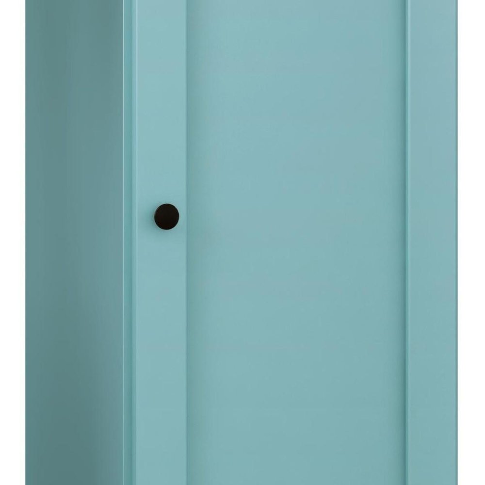 36" Aqua Solid Wood Adjustable Three Tier Library Bookcase with One Door