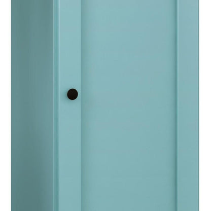 36" Aqua Solid Wood Adjustable Three Tier Library Bookcase with One Door