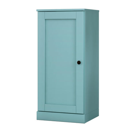 36" Aqua Solid Wood Adjustable Three Tier Library Bookcase with One Door HomeRoots