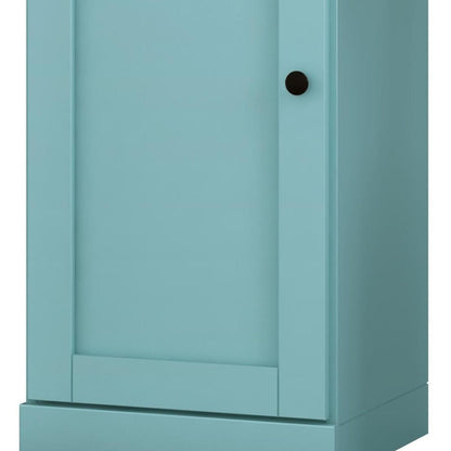36" Aqua Solid Wood Adjustable Three Tier Library Bookcase with One Door HomeRoots