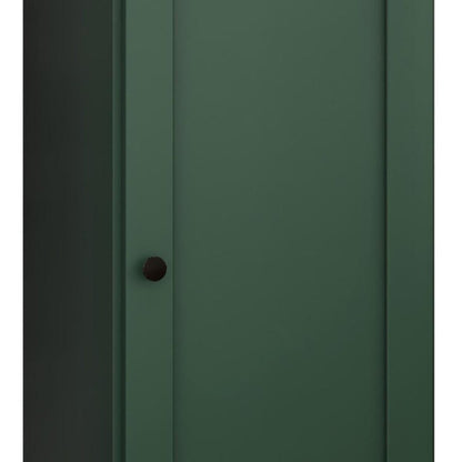 36" Green Solid Wood Adjustable Three Tier Library Bookcase with One Door
