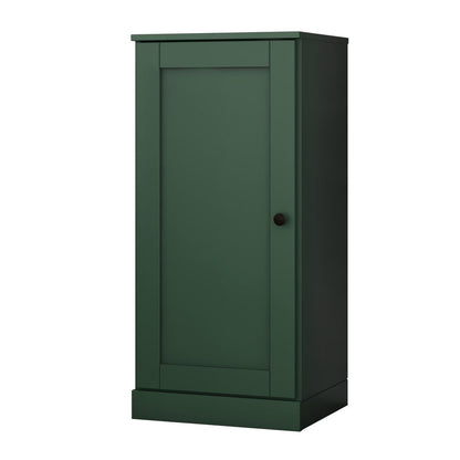 36" Green Solid Wood Adjustable Three Tier Library Bookcase with One Door