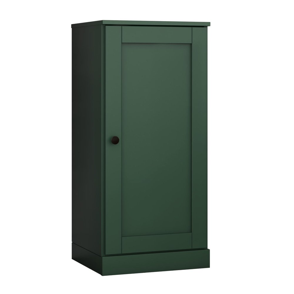 36" Green Solid Wood Adjustable Three Tier Library Bookcase with One Door HomeRoots