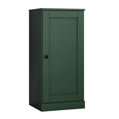36" Green Solid Wood Adjustable Three Tier Library Bookcase with One Door