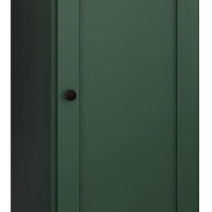 36" Green Solid Wood Adjustable Three Tier Library Bookcase with One Door