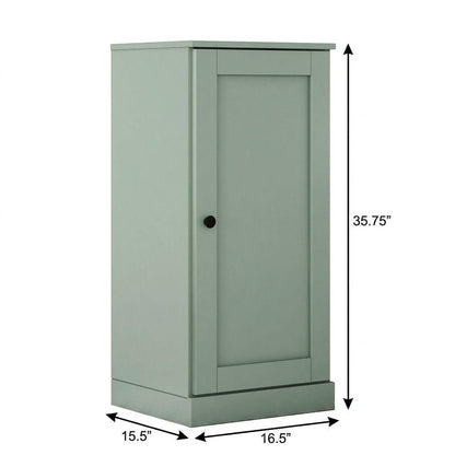 36" Sage Solid Wood Adjustable Three Tier Library Bookcase with One Door HomeRoots