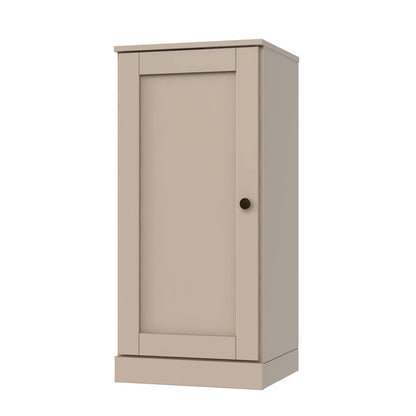 36" Beige Solid Wood Adjustable Three Tier Library Bookcase with One Door