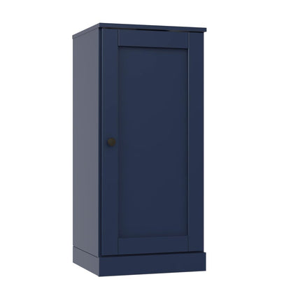 36" Navy Blue Solid Wood Adjustable Three Tier Library Bookcase with One Door