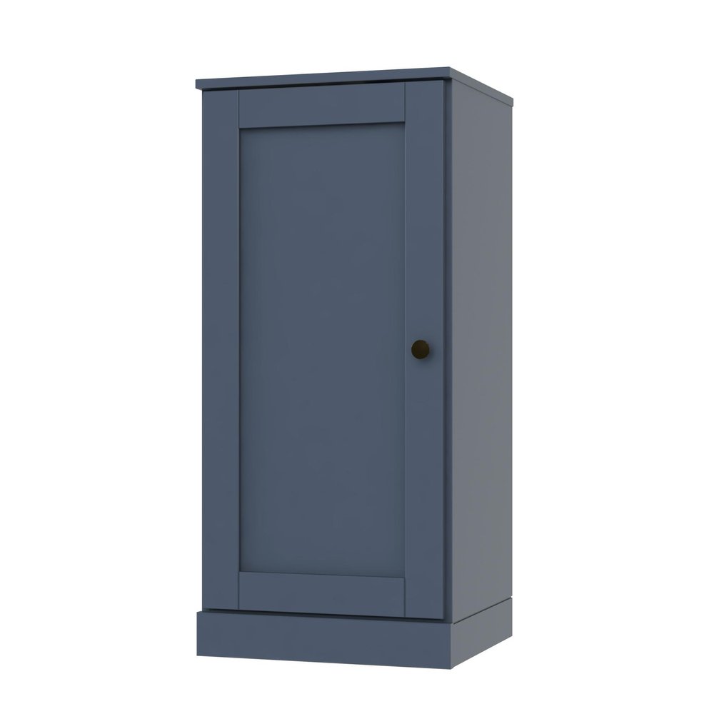 36" French Blue Solid Wood Adjustable Three Tier Library Bookcase with One Door