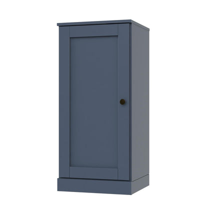 36" French Blue Solid Wood Adjustable Three Tier Library Bookcase with One Door