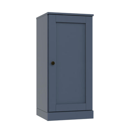 36" French Blue Solid Wood Adjustable Three Tier Library Bookcase with One Door HomeRoots